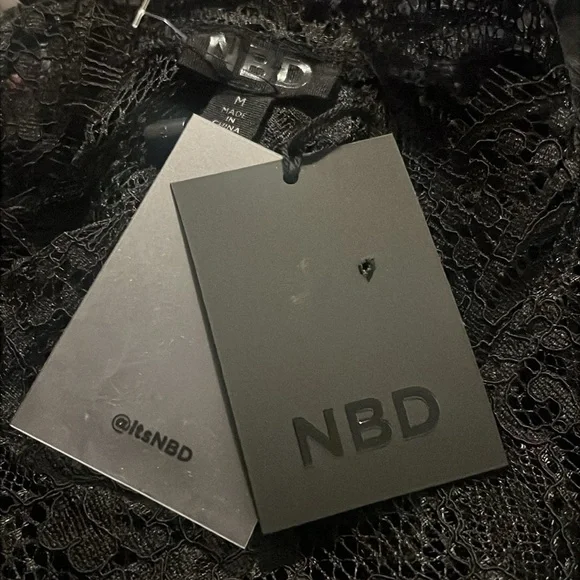 Revolve NBD RAYLYNN BODYSUIT Black Lace Eyelash Trim Size M NWT - Picture 8 of 8